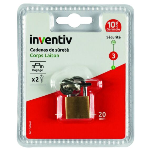 Cadenas + 2 Clés Laiton 20mm - INVENTIV
