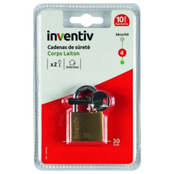 Cadenas + 2 Clés Laiton 30mm - INVENTIV