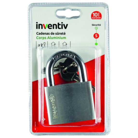 Cadenas + 2 Clés Aluminium 60mm - INVENTIV