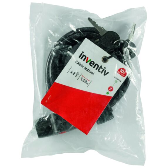 Antivol Vélo + 2 Clés ∅8mm L.1,50m - INVENTIV