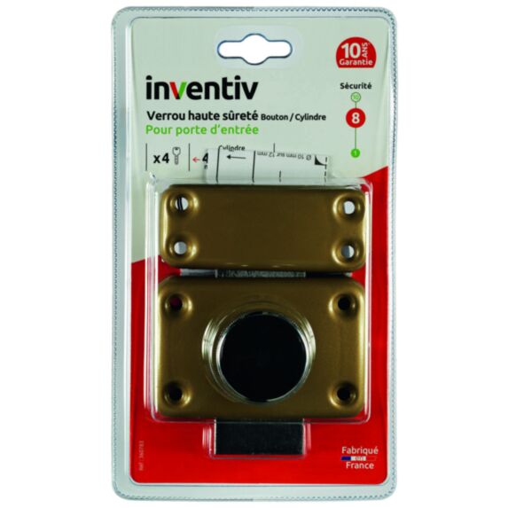 Verrou Haute sécurité porte d'entrée ∅23mm L.45mm - INVENTIV