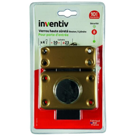 Verrou haute sécurité porte d'entrée Ø23mm L.50mm - INVENTIV