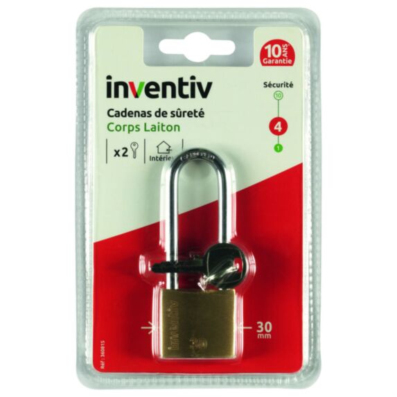 Cadenas + 2 Clés Laiton 30mm - INVENTIV