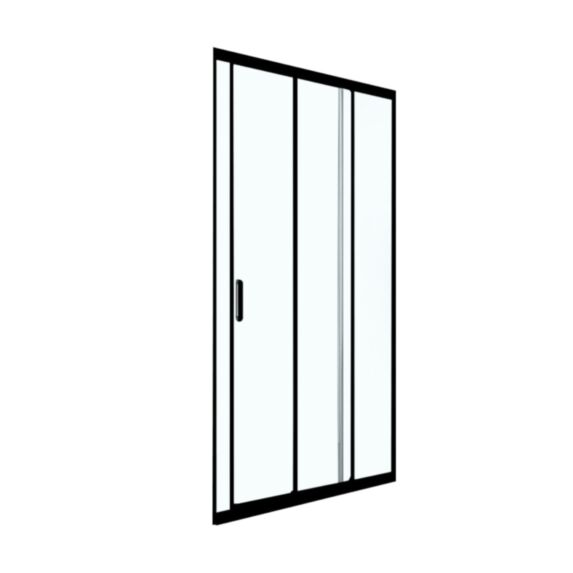 Porte douche coulissante 3 volets verre transparent 90cm noir mat - INVENTIV