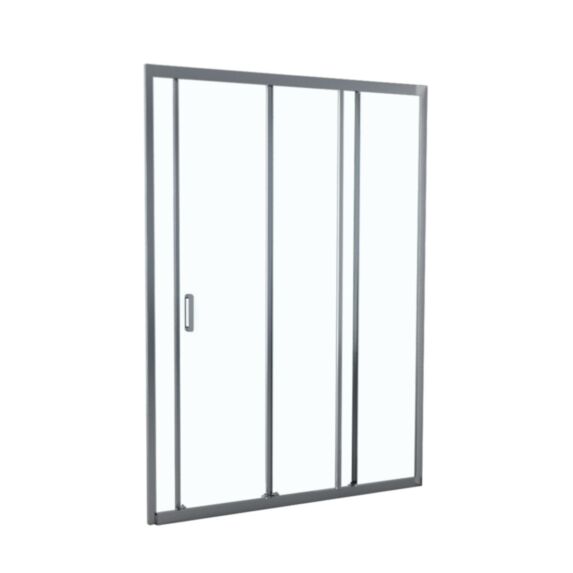 Porte douche coulissante 3 volets verre transparent 90cm chromé - INVENTIV