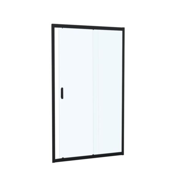 Porte douche coulissante 2 volets verre transparent 120cm noir mat - INVENTIV
