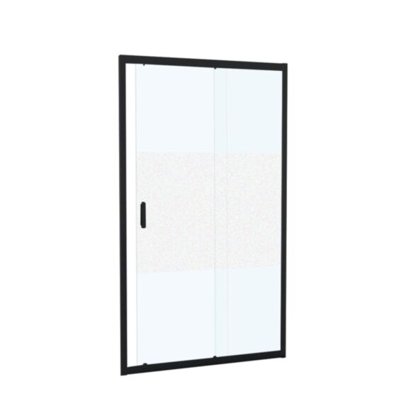 Porte douche coulissante 2 volets verre sérigraphié 120cm noir mat - INVENTIV