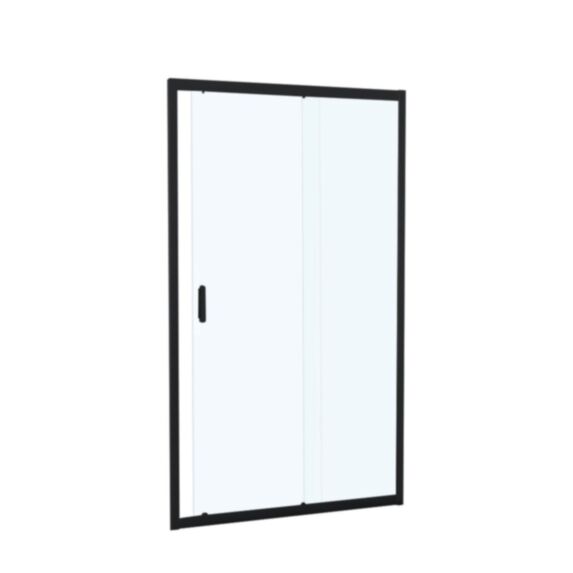 Porte douche coulissante 2 volets verre transparent 140cm noir mat - INVENTIV