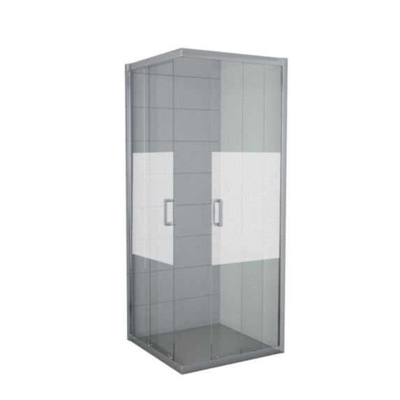 Accès angle droit verre sérigraphié 80cm chromé brillant - INVENTIV