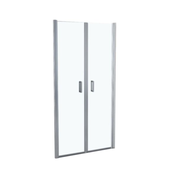 Porte douche 2 battants verre transparent 90cm chromé - INVENTIV