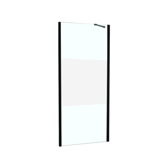 Retour fixe douche à associer verre sérigraphié 80cm noir mat - INVENTIV