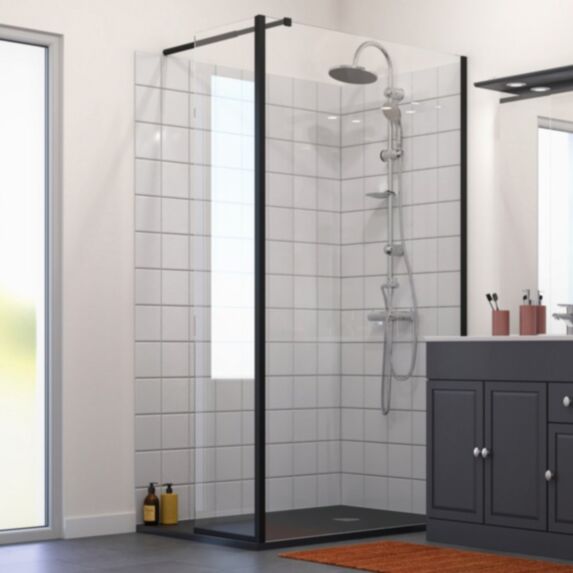 Barre de fixation paroi de douche 70-100cm noir mat - INVENTIV