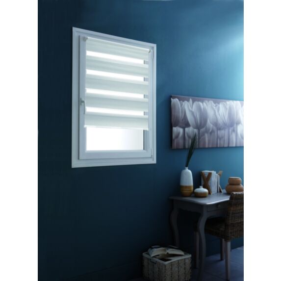 Store enrouleur Jour/Nuit sans perçage 40x160cm blanc - INVENTIV
