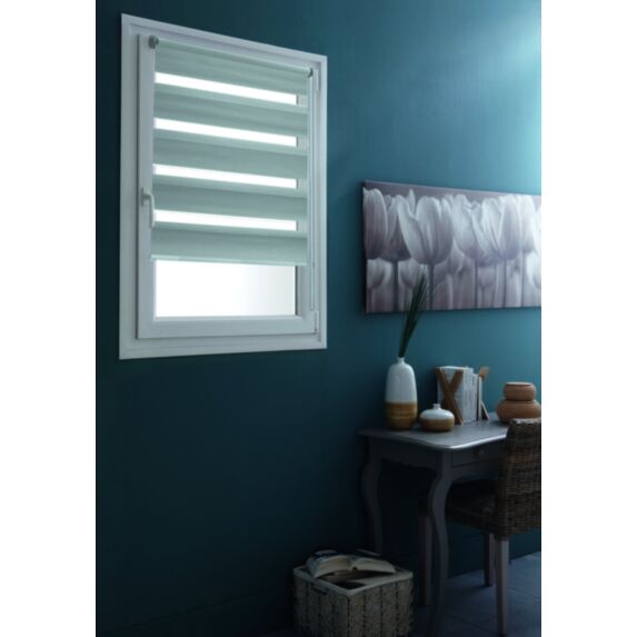 Store enrouleur Jour/Nuit sans perçage gris clair 40x160cm - INVENTIV