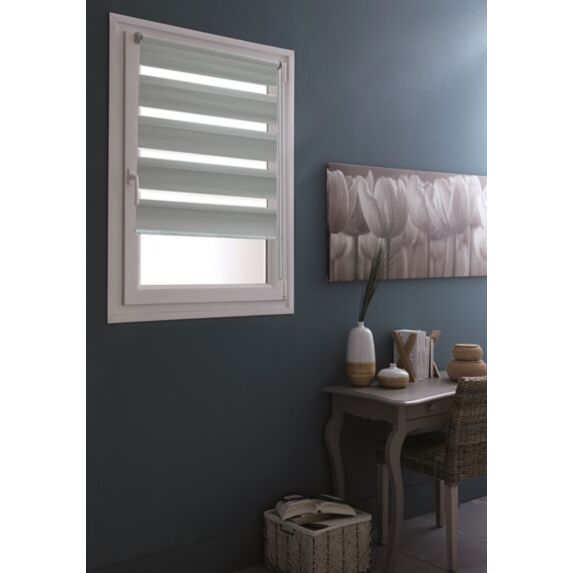 Store enrouleur Jour/Nuit gris clair 80x250cm - INVENTIV