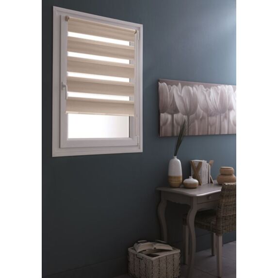 Store enrouleur Jour/Nuit sans perçage taupe 60x250cm - INVENTIV