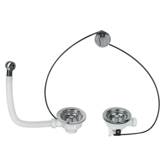 Bonde à panier pour évier 2 bacs Ø90mm - INVENTIV