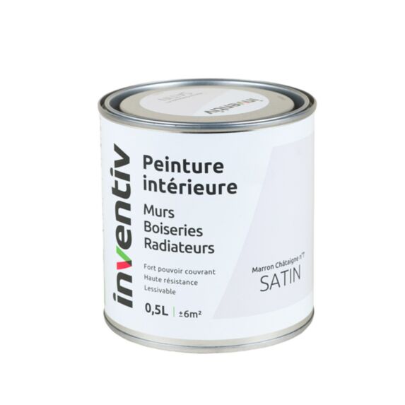 Peinture Murs Boiseries Radiateurs satin 0,5L marron chataigne 7 - INVENTIV