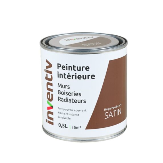 Peinture Murs Boiseries Radiateurs satin 0,5L beige poudré 1 - INVENTIV
