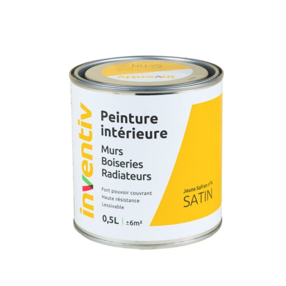 Peinture Murs Boiseries Radiateurs satin 0,5L jaune safran 4 - INVENTIV