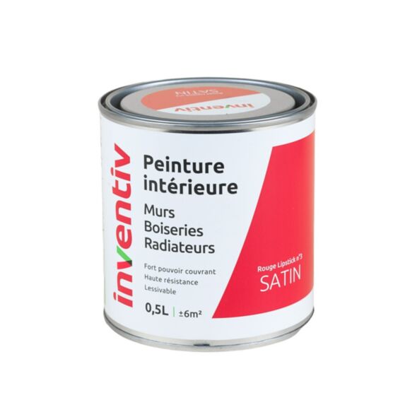 Peinture Murs Boiseries Radiateurs satin 0,5L rouge lipstick 3 - INVENTIV