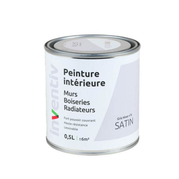 Peinture Murs Boiseries Radiateurs satin 0,5L gris hiver 6 - INVENTIV