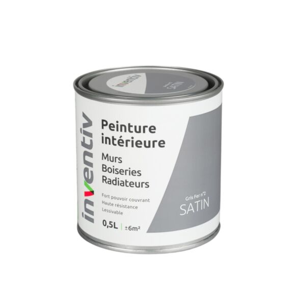 Peinture Murs Boiseries Radiateurs satin 0,5L gris fer 2 - INVENTIV