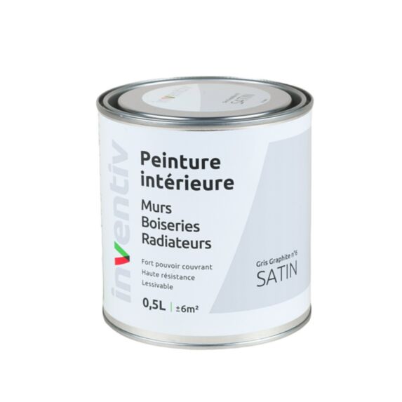 Peinture Murs Boiseries Radiateurs satin 0,5L gris graphite 6 - INVENTIV