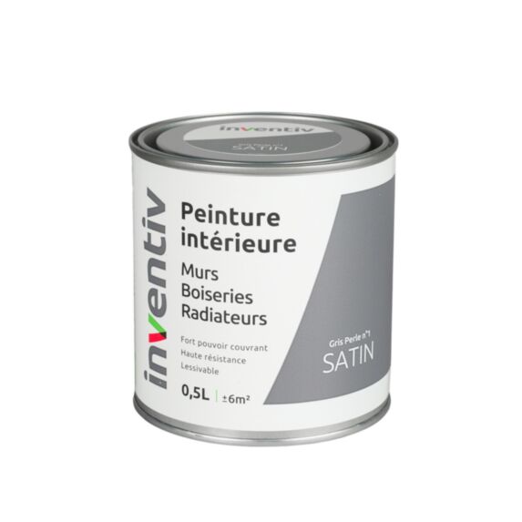 Peinture Murs Boiseries Radiateurs satin 0,5L gris perle 1 - INVENTIV