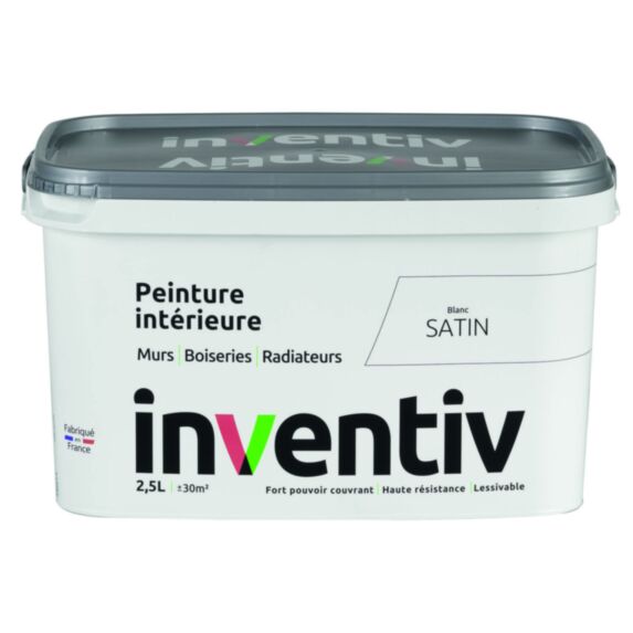 Peinture Murs Boiseries Radiateurs satin 2,5L Blanc - INVENTIV