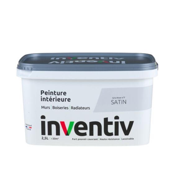 Peinture Murs Boiseries Radiateurs satin 2,5L Gris hiver 7 - INVENTIV
