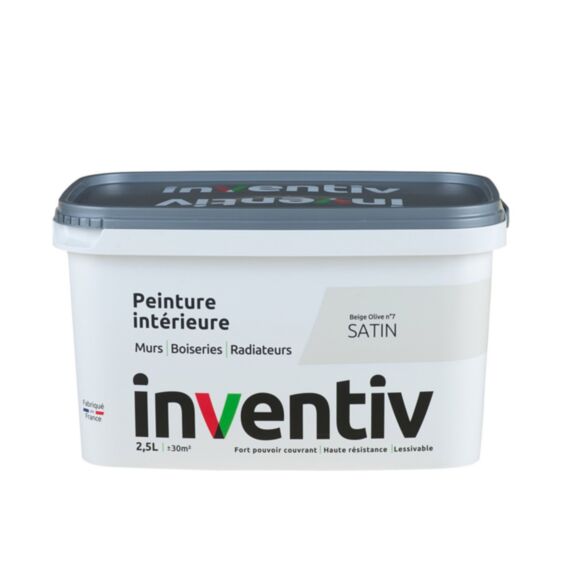 Peinture Murs Boiseries Radiateurs satin 2,5L Beige olive 7 - INVENTIV
