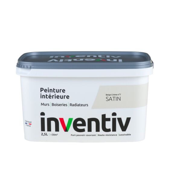 Peinture Murs Boiseries Radiateurs satin 2,5L Beige crème 7 - INVENTIV