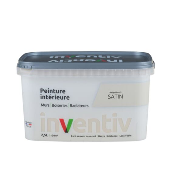 Peinture Murs Boiseries Radiateurs satin 2,5L Beige lin 5 - INVENTIV