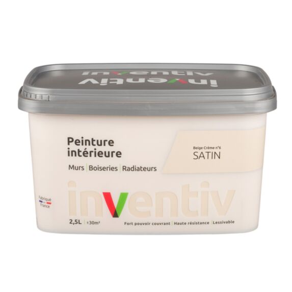 Peinture Murs Boiseries Radiateurs satin 2,5L Beige crème 6 - INVENTIV