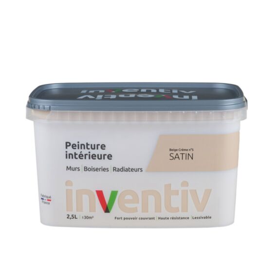 Peinture Murs Boiseries Radiateurs satin 2,5L Beige crème 5 - INVENTIV