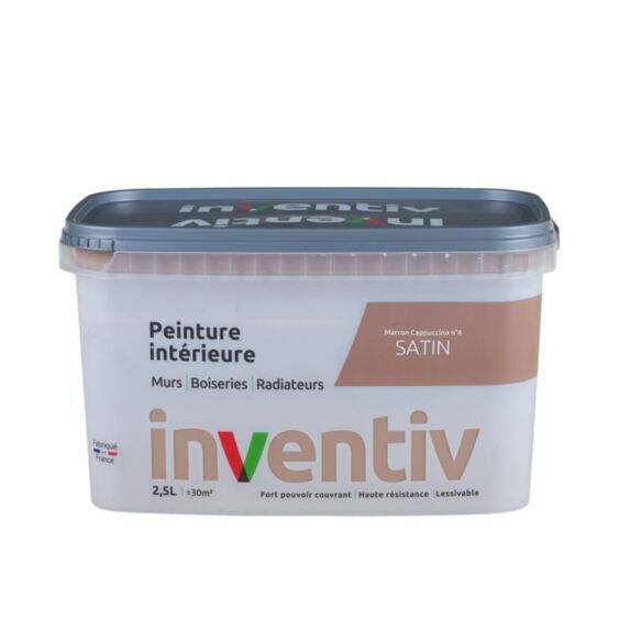 Peinture Murs Boiseries Radiateurs satin 2,5L Marron cappucino 4 - INVENTIV