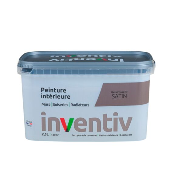 Peinture Murs Boiseries Radiateurs satin 2,5L Marron taupe 3 - INVENTIV