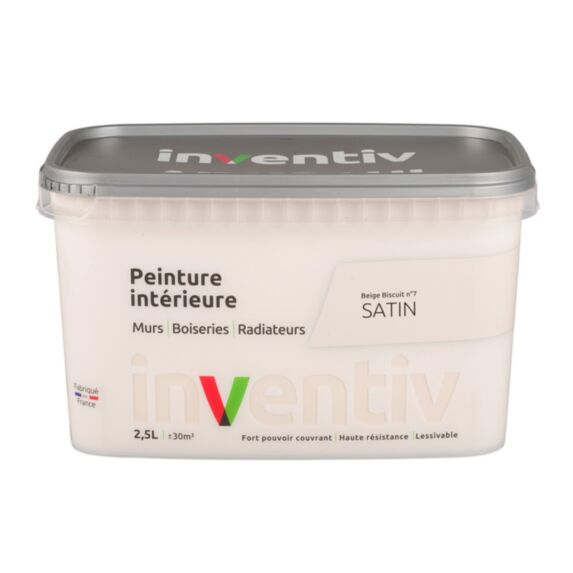 Peinture Murs Boiseries Radiateurs satin 2,5L Beige biscuit 7 - INVENTIV