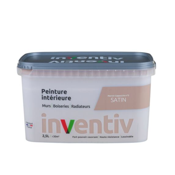 Peinture Murs Boiseries Radiateurs satin 2,5L Marron cappucino 5 - INVENTIV