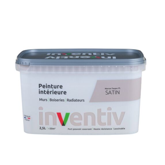 Peinture Murs Boiseries Radiateurs satin 2,5L Marron taupe 5 - INVENTIV