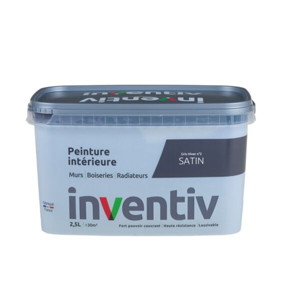 Peinture Murs Boiseries Radiateurs satin 2,5L Gris hiver 2 - INVENTIV