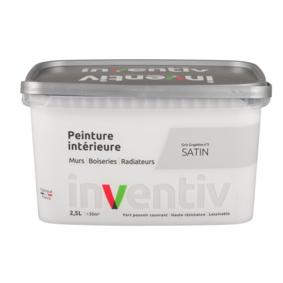Peinture Murs Boiseries Radiateurs satin 2,5L Gris graphite 5 - INVENTIV