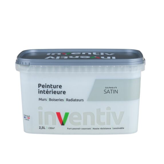 Peinture Murs Boiseries Radiateurs satin 2,5L Gris perle 4 - INVENTIV