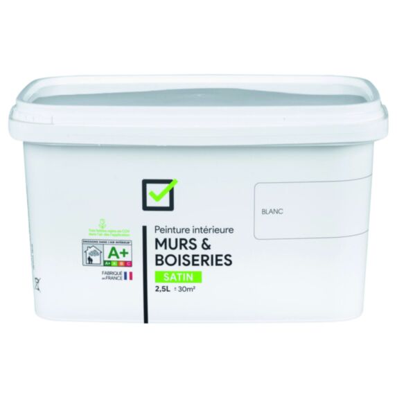 Peinture intérieure Blanc 2,5L Satin - INVENTIV