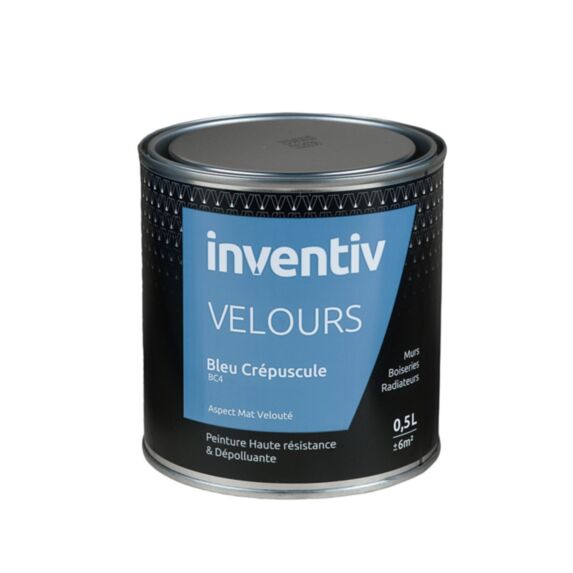 Peinture haute résistance & dépolluante Velours 0,5L Bleu crépuscule BC4 - INVENTIV