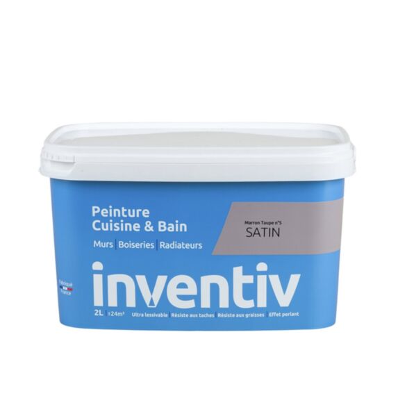 Peinture Cuisine&bain Marron taupe 5 Satin 2L - INVENTIV