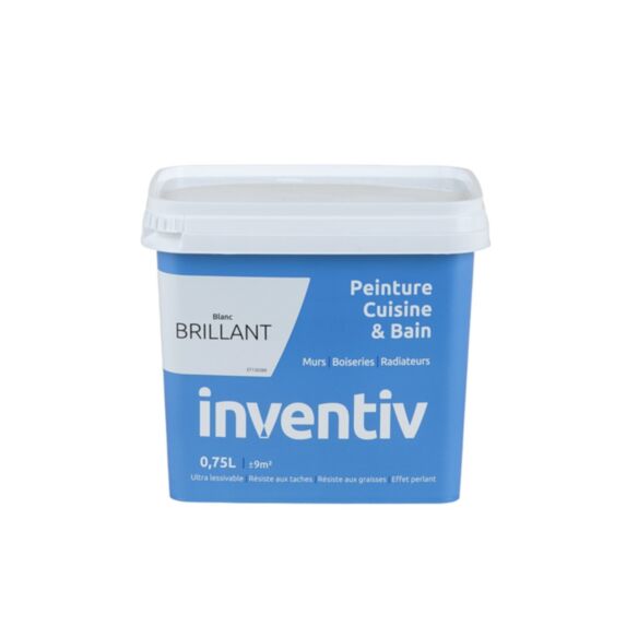 Peinture Cuisine&bain brillant 0,75L blanc - INVENTIV