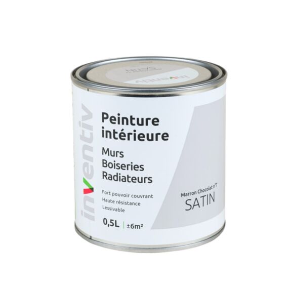 Peinture Murs Boiseries Radiateurs satin 0,5L Marron chocolat 7 - INVENTIV