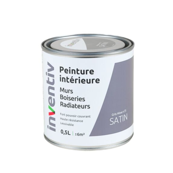 Peinture Murs Boiseries Radiateurs satin 0,5L gris hiver 3 - INVENTIV